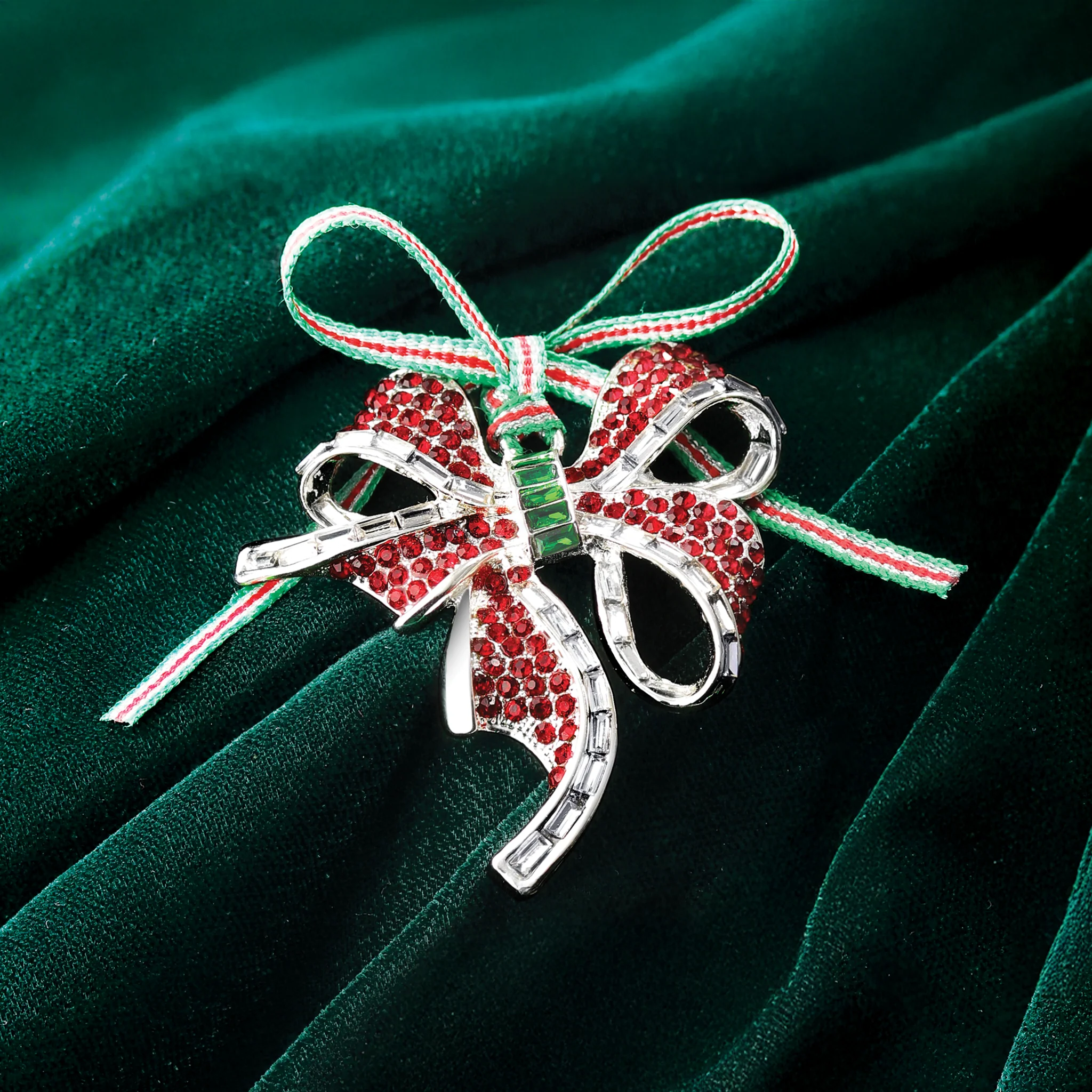 Bow with Red Stones Christmas Tree Decoration - Image 3