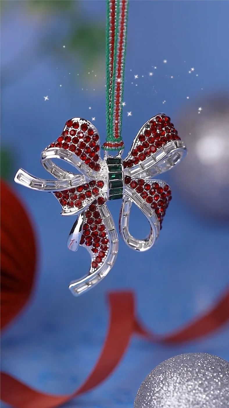 Bow with Red Stones Christmas Tree Decoration - Image 4